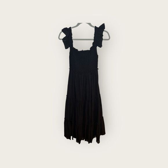 Pietro Brunelli Chloe Ruffle Sleeve Smocked Maternity Dress Black Size Small - Picture 5 of 11